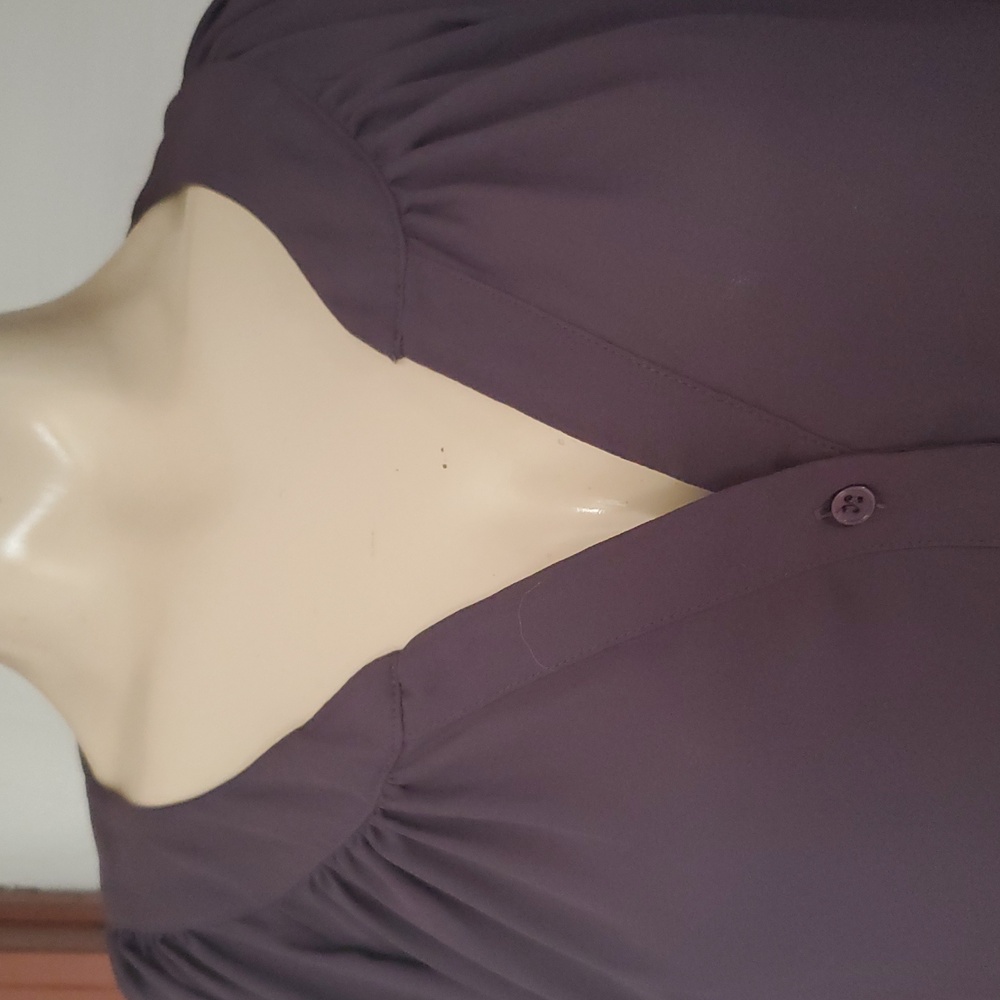Bellatrix Brown Long Elastic Cuff Of The Sleeve Buttoned Blouse Size M - Picture 3 of 12